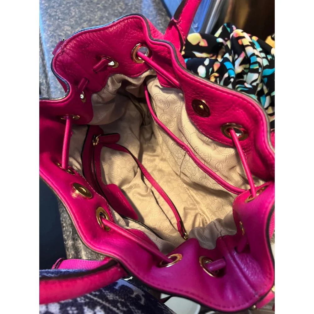 Michael Kors Camden Medium Leather Drawstring Satchel Bag - Picture 10 of 13